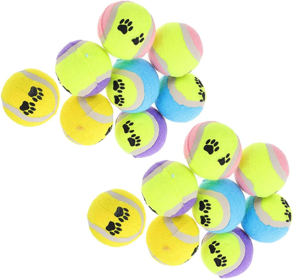 16pcs Dog Tennis Balls Plush Throwing Puppy Balls for Small Dogs 7cm Diameter Interactive Fetch Training Supplies Random Color