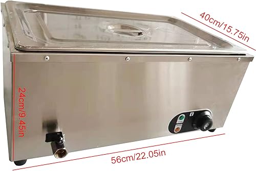 Vista 2 de Calentador de alimentos comercial, 1-Pan de acero inoxidable Mesa de vapor Calentador de alimentos 1.2KW Bain Marie Buffet Calentadores de alimentos