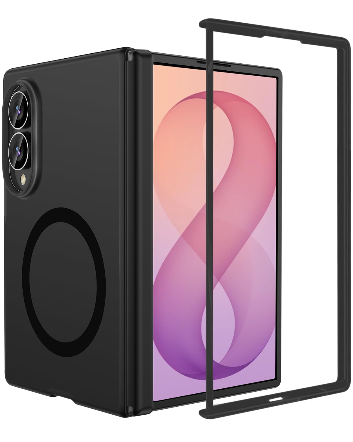 Miimall Custodia ultra sottile per Samsung Galaxy ZFold 8 con forte magnete e protezione per cerniere, ricarica wireless, robusta impugnatura antiscivolo di grado militare, custodia da uomo per Z