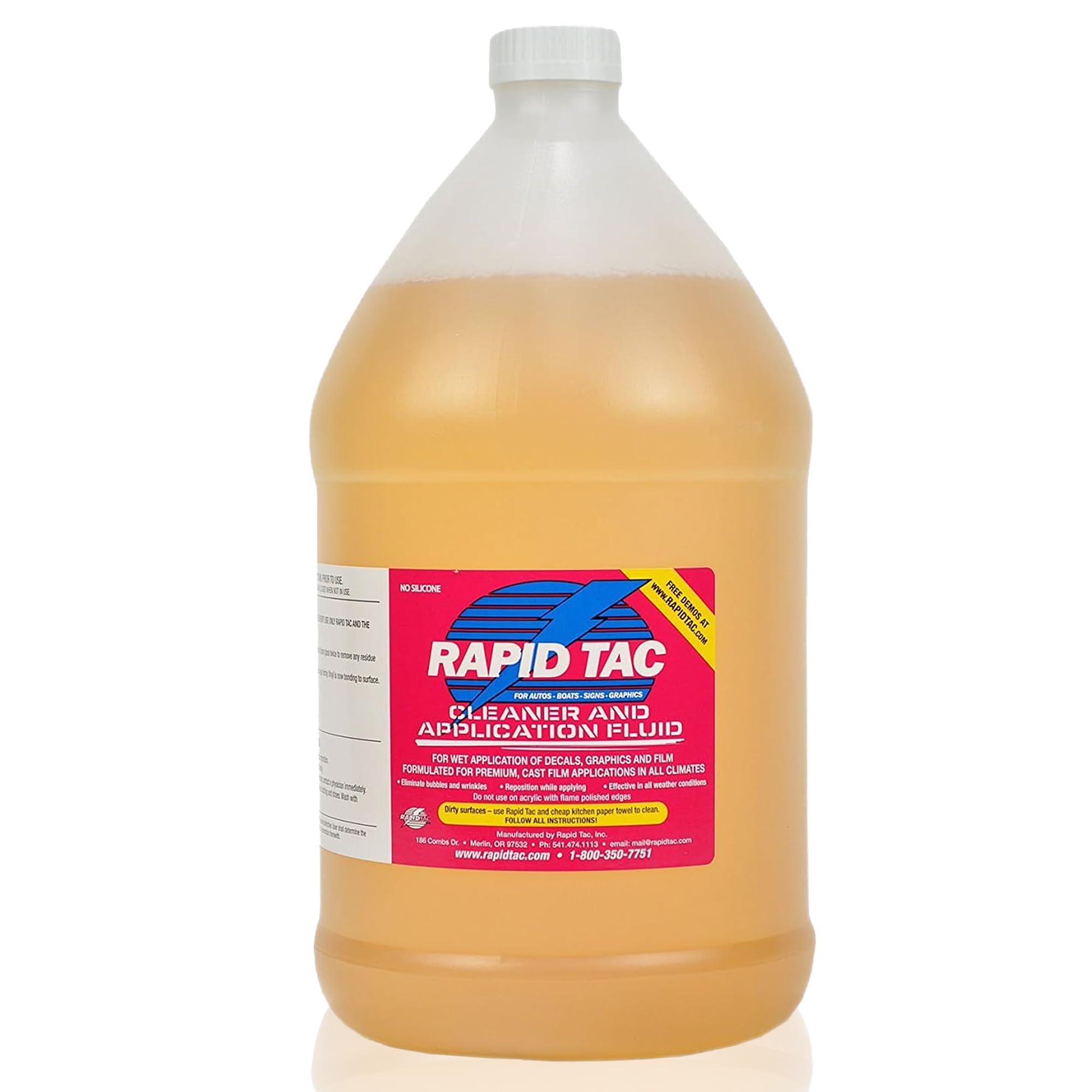 Rapid Tac Application Fluid 128 oz (1 Gallon) | Aids in Bubble-Free Application | Re-Positionable Formula | Bonds in as Little as 90 Seconds | Use for Vinyl Wraps, Decals, and Stickers