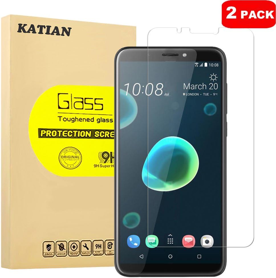 KATIAN [2 Pack] HTC Desire 12 Plus Screen Protector, 9H High-Definition Tempered Glass [0.3MM Ultra Thin] Anti-Fingerprint Protective Film Cover for HTC Desire 12 Plus