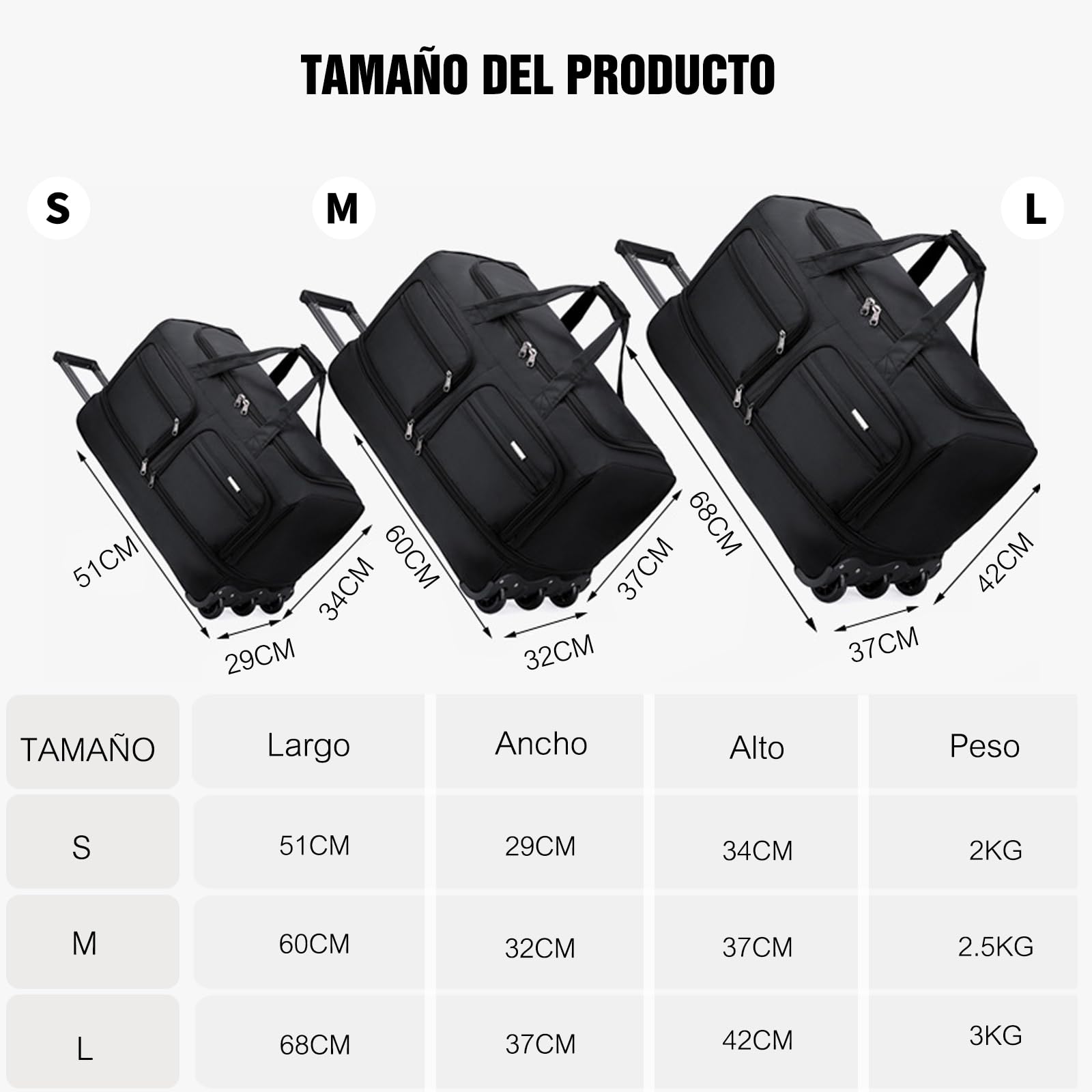 FANDARE Bolsa de Viaje con Ruedas Bolso de Mano Deporte Mochila Convertible Equipaje de Cabina Hombre Mujer Carritos de la Compra, Bolsa de Viaje Ligera Negocios Maletín Cartera Mensajero Morado M