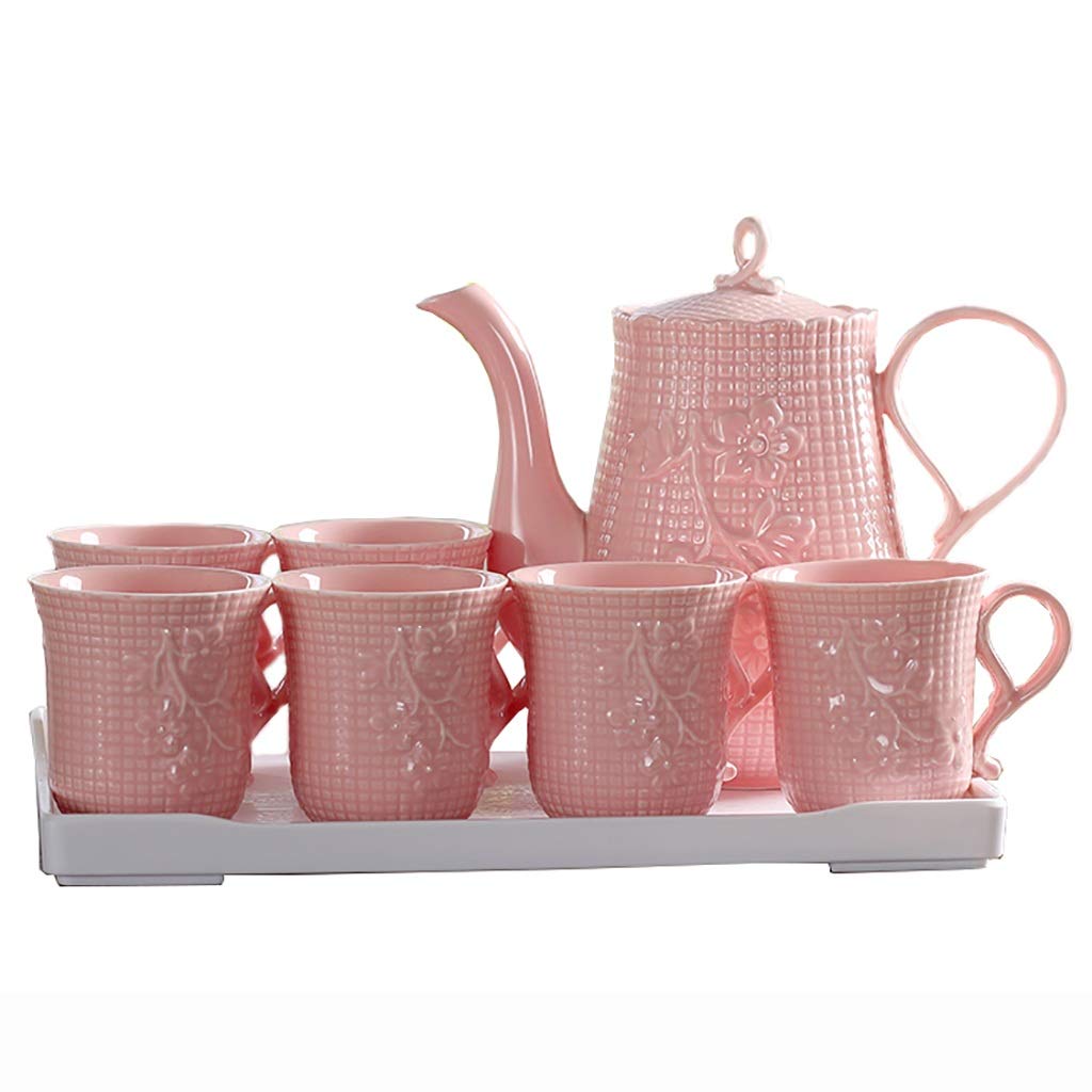 Set da tè Ceramica Bone China Set di Tazze per l'acqua Elettrodomestico per l'acqua Resistente al Calore e al Freddo Teiera/Tazza da tè Smalto in Ceramica Set da 8 PE(Un