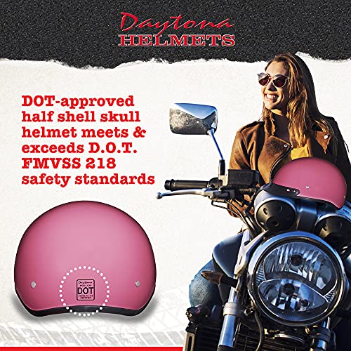 Daytona Helmets Half Skull Cap Motorcycle Helmet – Dot Approved [Hi-Gloss Pink] [L] [W/Visor] #TOP6