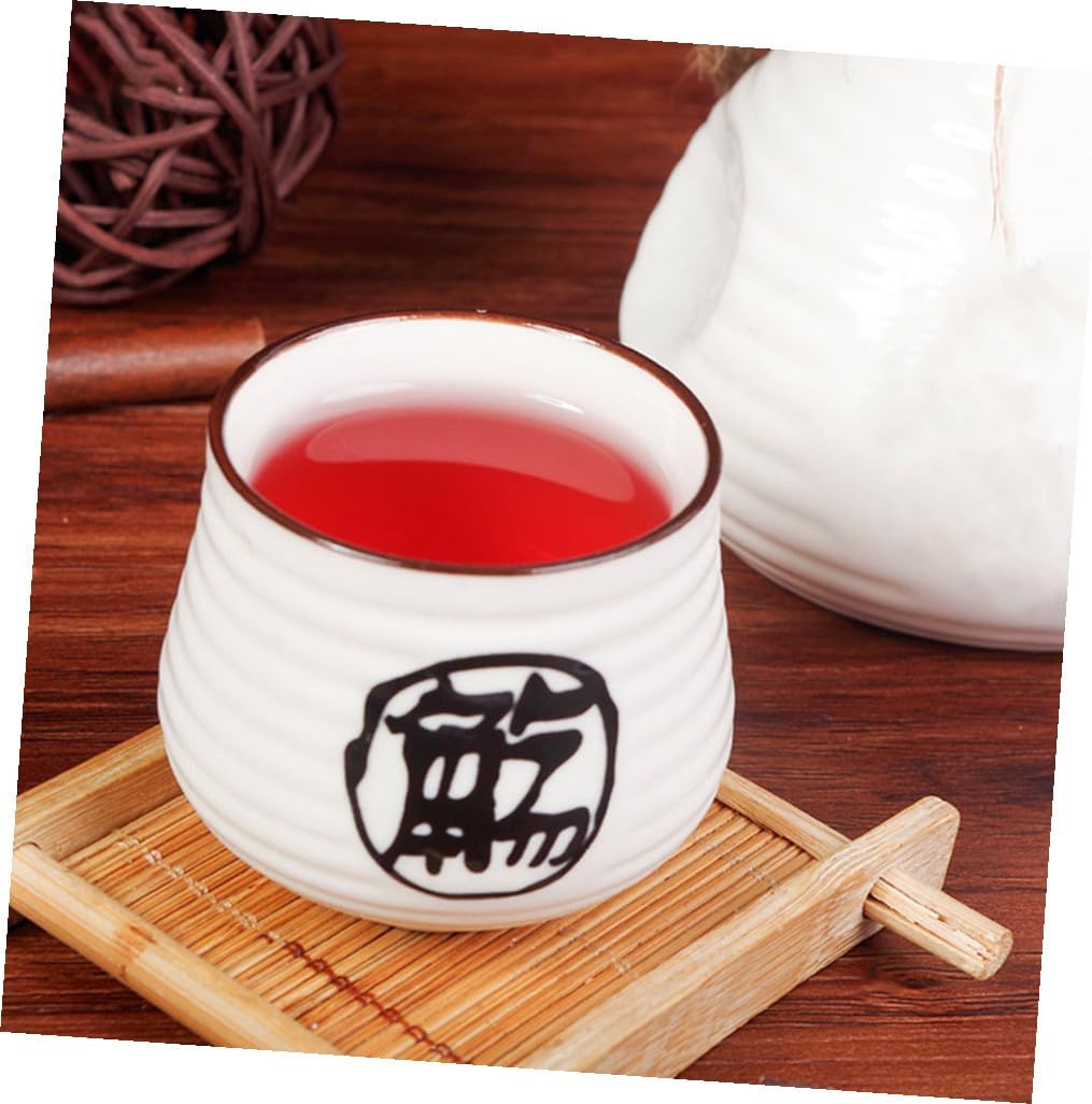 UKCOCO Japanese Sake Set Hand-painted Wine Bottle and Cup Kit Set Sake Bottle Cups for Home Decor and Tea Parties Retro Design for Family Gatherings