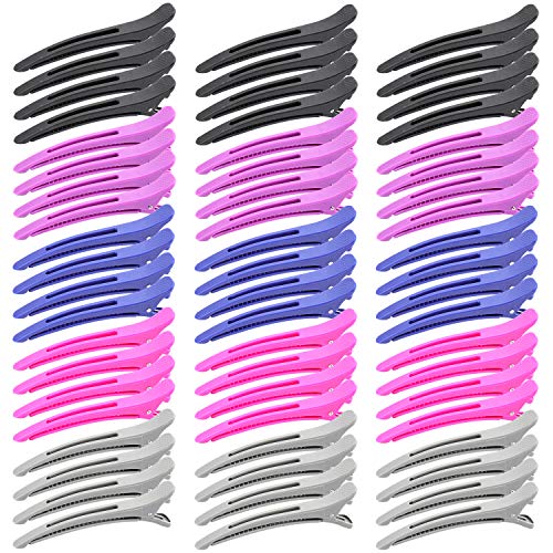 Kingrol 60 Pack Professional Hair Clips, Plastic Salon Duckbill Hair Clips for Sectioning and Styling, Non-slip Grip Clips Women Thick and Thin Hair