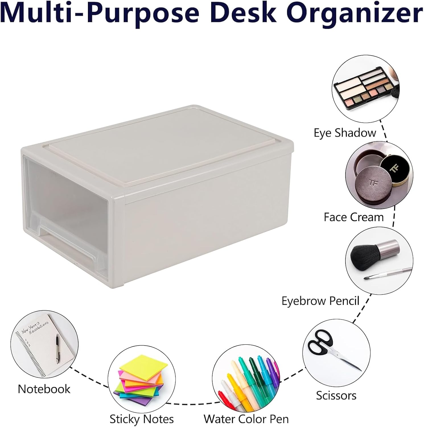 12 Quart Desktop Storage Organization Unit, 4 Pack Plastic Stacking Drawer Units