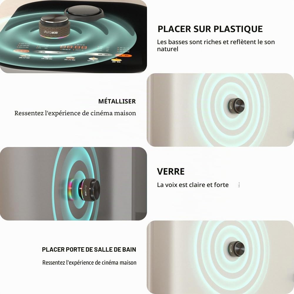 Mini haut-parleur sans fil BT à conduction osseuse, boîte de son portable, adsorption magnétique, lumière RVB, étanche IP54, haut-parleur portable créatif