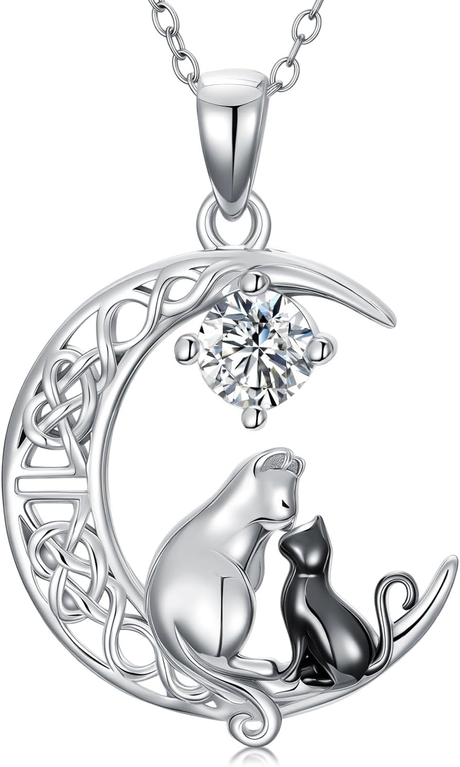 Moissanite Diamond Celtic Moon Hummingbird/Butterfly/Highland Cow Necklace for Women 925 Sterling Sliver Crescent Moon Animal Jewelry Anniversary Valentines Day Gifts for Wife Girlfriend Her