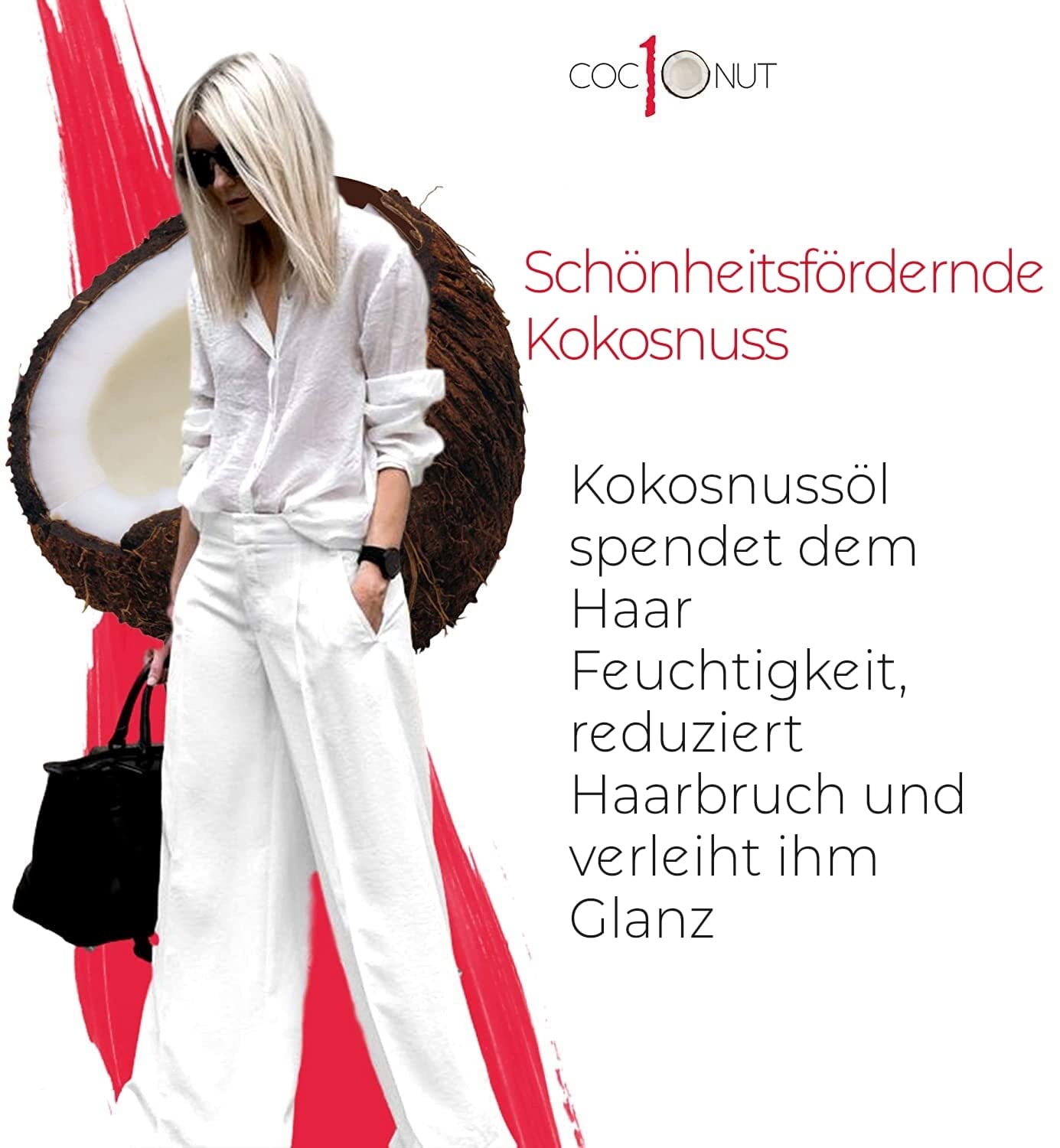 BOLD UNIQ Kokos-Hitzeschutzspray - Leave-in-Haarkur für trockenes Haar, Anti-Frizz, UV-Schutz, Antistatisch, Hitzeschutz, Glanz & Volumen - 10 Vorteile in einem Styling-Produkt, 250 ml