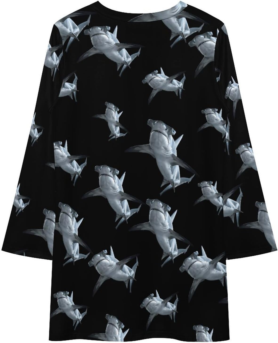 Fierce Hammerhead Shark Women's Fleece Sleeve Sweatshirt Dress Long Pullover Casual Dresses