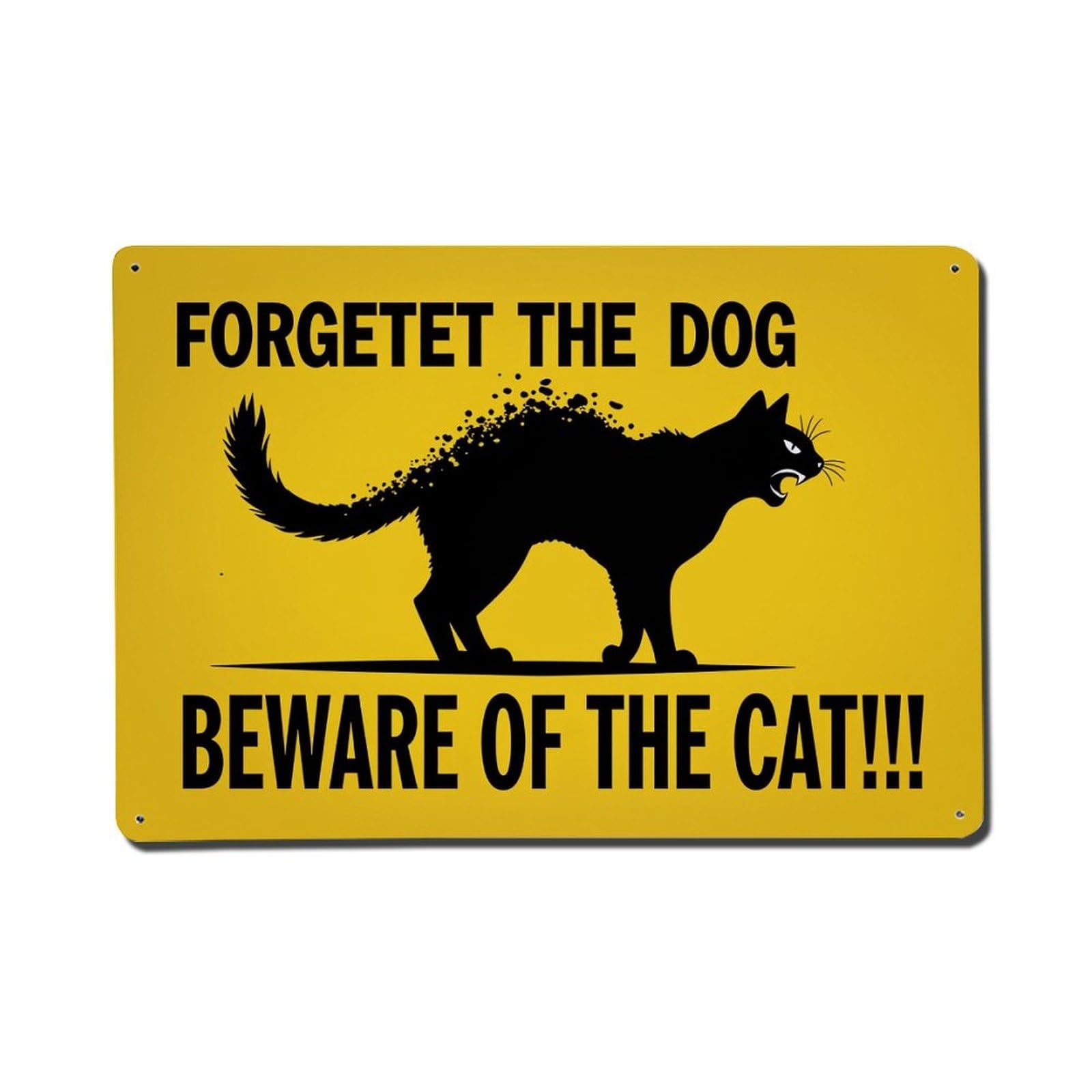 Black Cat Silhouette Warning Sign Metal Tin Sign Plaque