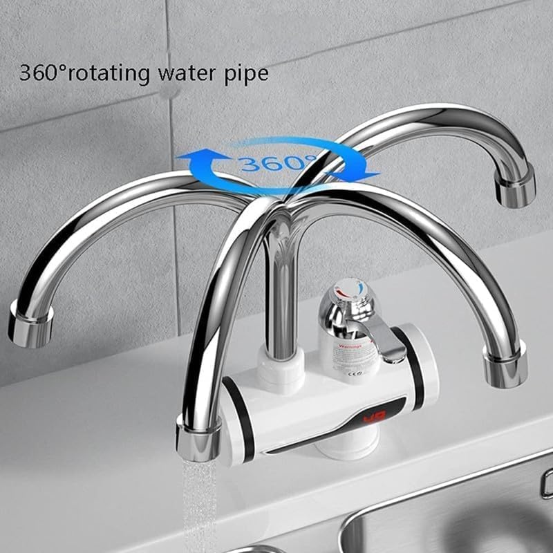 Image of TEKCOOL Instant Electric Water Heater Faucet - Tankless Hot Water Heater for Kitchen & Bathroom, Energy-Efficient with Adjustable Temperature Control.