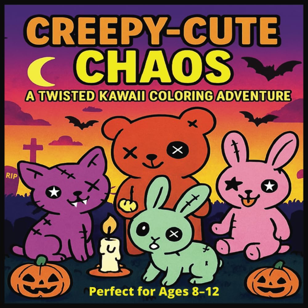 Creepy - Cute Chaos: A Twisted Kawaii Coloring Adventure | Perfect for Ages 8 - 12 |: A Hilarious & Twisted Coloring Adventure Filled with Stitched Critters, Haunted Objects, & Monstrous Mayhem