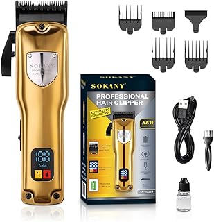 ماكينة حلاقة وتشذيب الشعر، شفرات من الفولاذ المقاوم للصدأ، 4 أمشاط، شاشة LCD، وقت تشغيل 180 دقيقة، طقم تشذيب دقيق، محرك بقوة 8 وات، موديل SK-16049