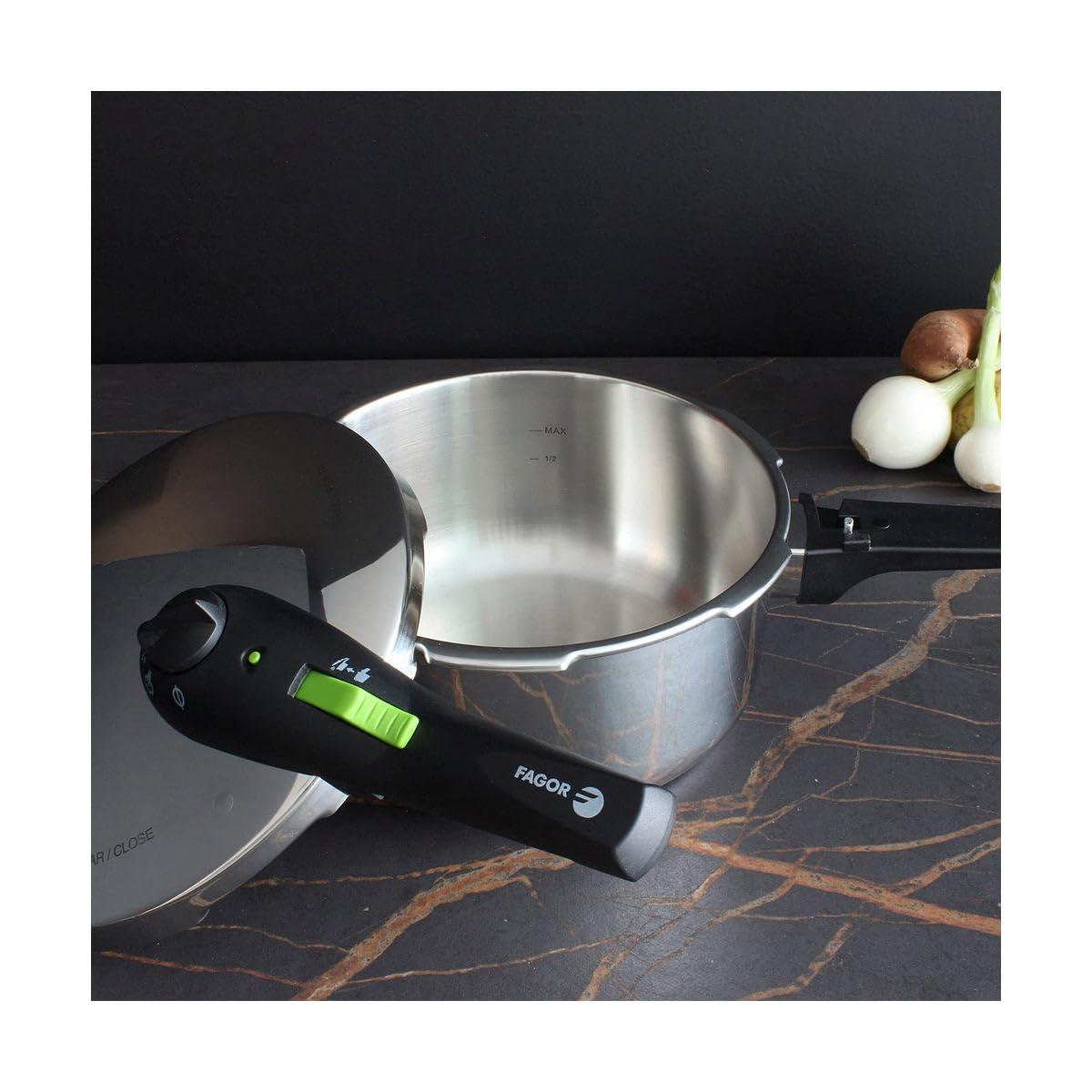 Rapid Xpress - Olla a presión de 4 litros, inducción, súper rápida, acero inoxidable 18/10, todo tipo de cocinas, parte inferior termodifusora, 2 niveles de presión, 5 sistemas de seguridad 3