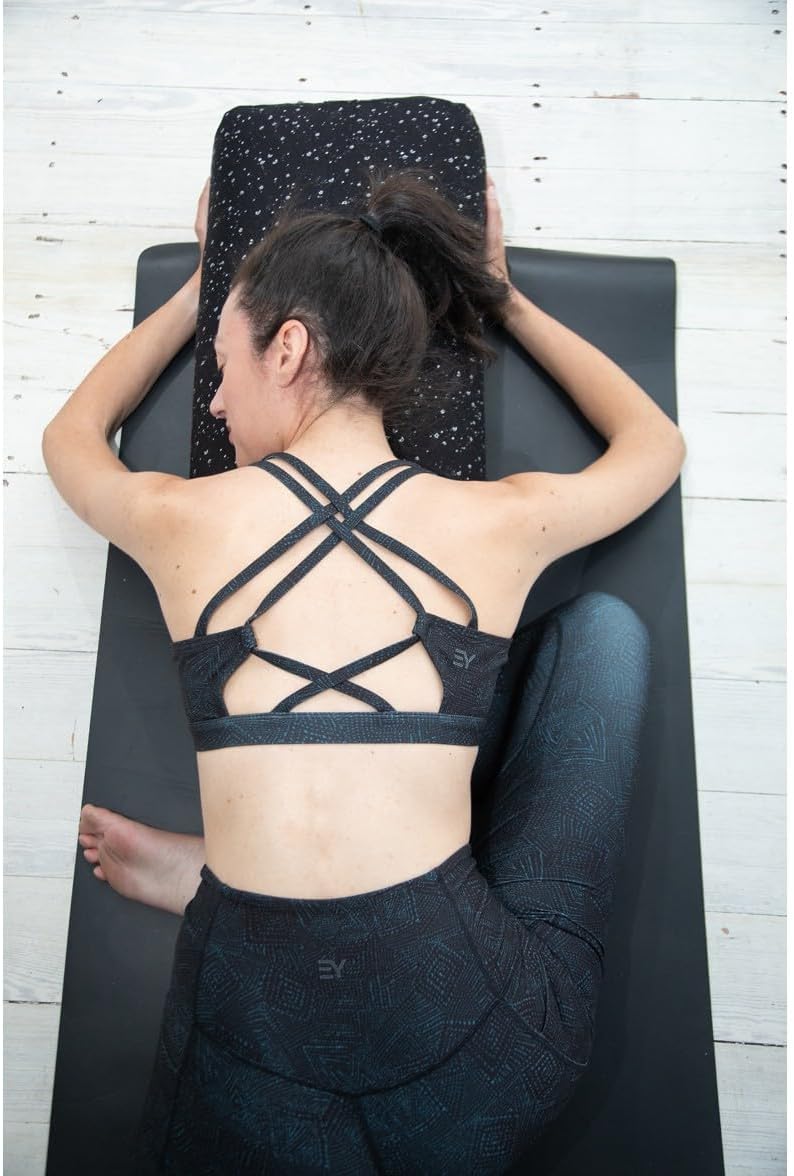 Everyday Yoga Bolster and Yoga Strap Set, Rectangular Meditation Pillow, Super Soft & Lightweight with Carry Handle - Firm Support for Restorative Yoga - Black - Strap 10ft Length