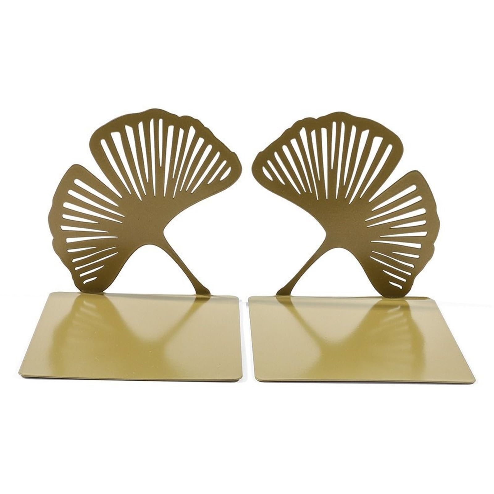 Bookends L-shaped Folding Bookends Hollow Out Creative Ginkgo Leaf Bookshelf Weighted Light Metal Book Rack Unisex