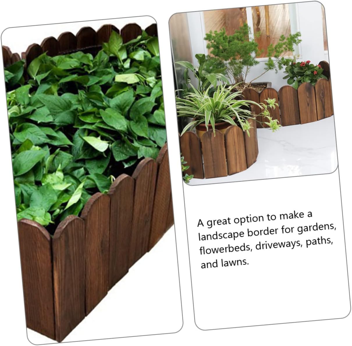 Yardwe 1set Wooden Garden Fence Decorative Patio Border Wooden Material for Lawn Edging Style for Flowerbeds and Outdoor Spaces