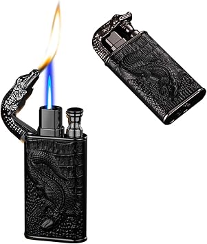 Dual Flame Torch Lighter, Windproof Lighter, Metal Portable Lighter, Adjustable Flame, Refillable Butane Lighter, Great for Candles, BBQ, Kitchen and CampingB