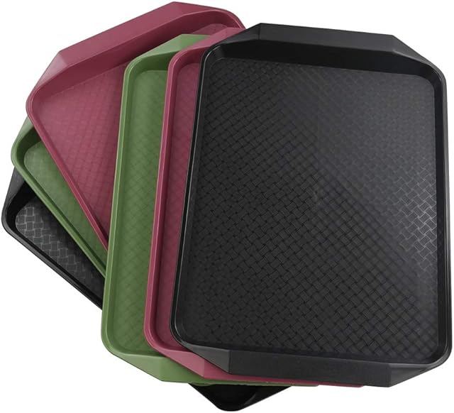 Dynko 6 Packs Plastic Trays for Serving, Fast Food Serving Tray
