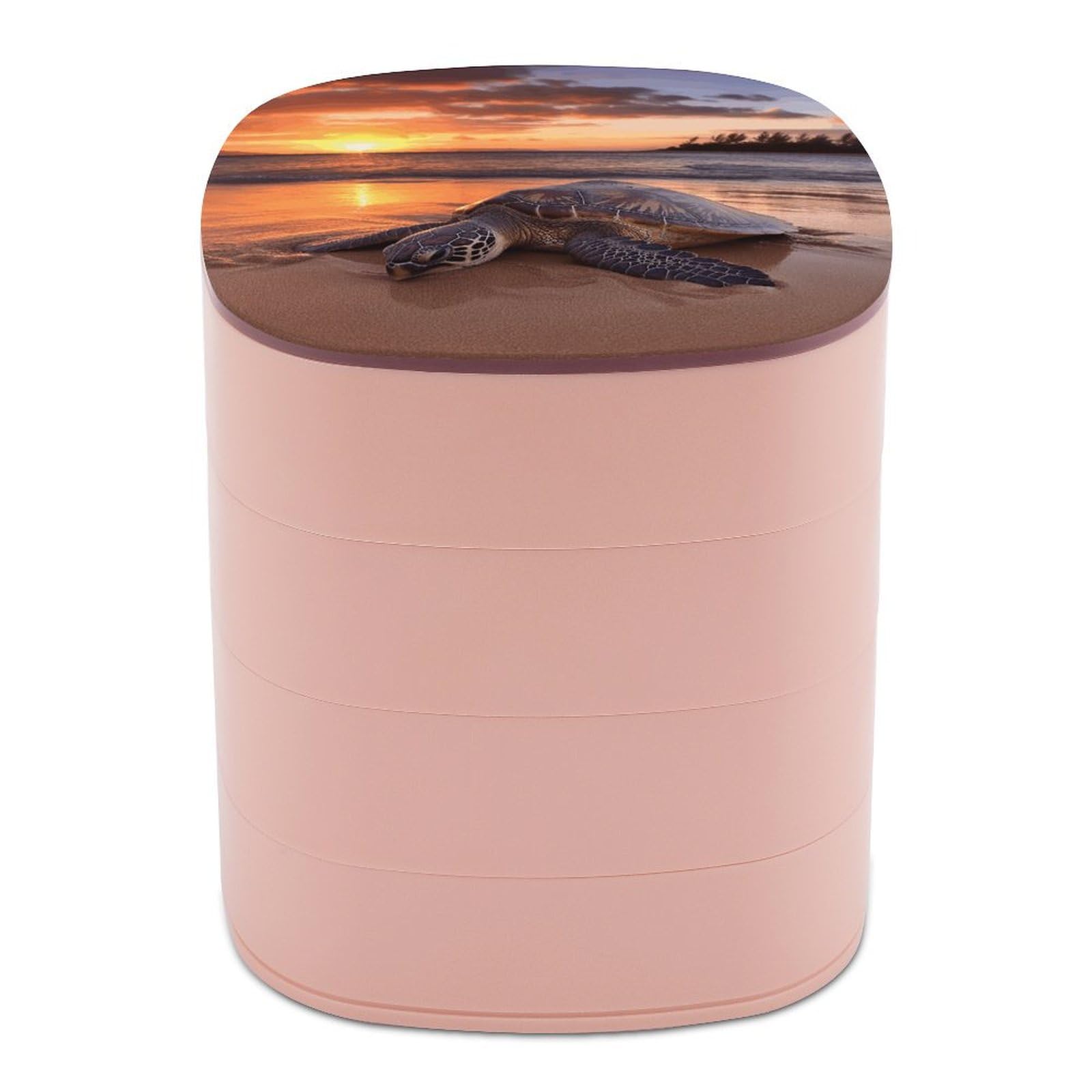 Boîte à bijoux rotative avec imprimé coucher de soleil pour trier vos colliers