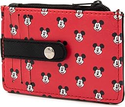 Disney Wallet, Wallet ID/Card Holder, Mickey Mouse Smiling Expression Red, Vegan Leather