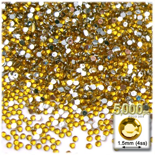 The Crafts Outlet 5,000Pc Rhinestones Round 1.5Mm Tiny For Nails - Flatback Golden Yellow #TOP1