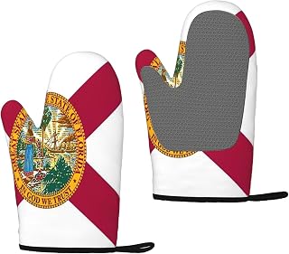 Florida State Flag Print Oven Mitt Non-Slip Heat-Insulating Silicone Ovens Mitts Kitchen Decor Mitts