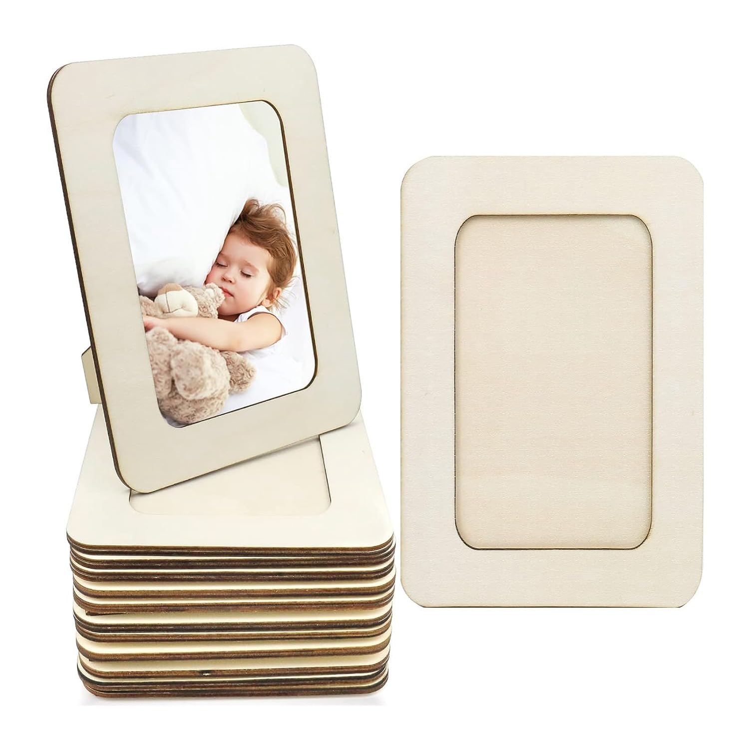 CTRLZS 12PCS DIY Wood Picture Frames Unfinished Solid Wood Photo Picture Frames Standing Photo Frames For 4 X 6 In Photos,