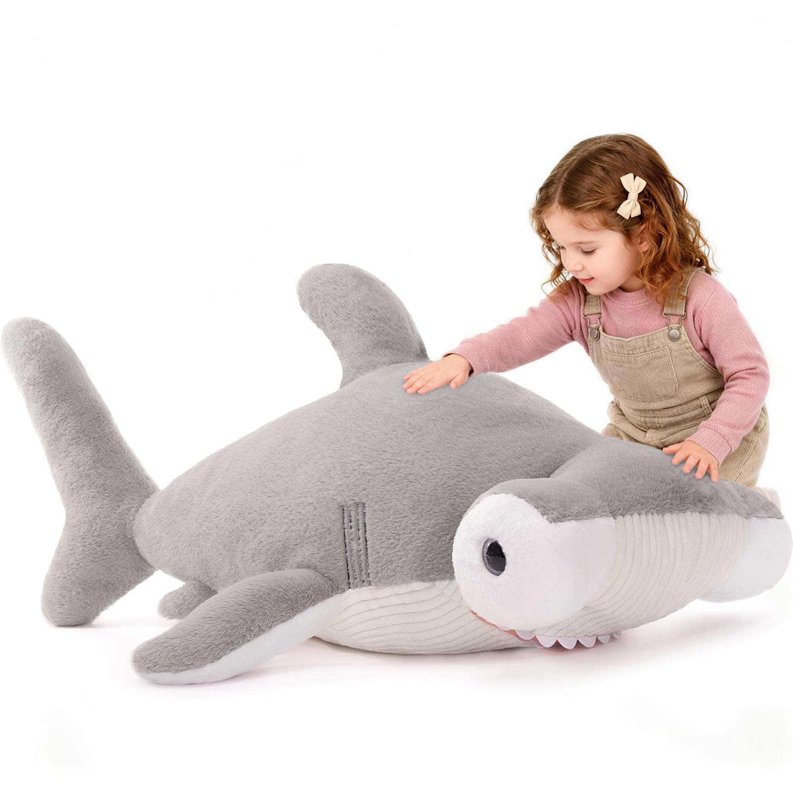 MorisMos Giant 110cm Hammerhead Shark Teddy Stuffed Animal, Large Hammerhead Shark Plush Soft Toy, XXL Cuddly Fluffy Gift for Kids Birthday Christmas — image 1