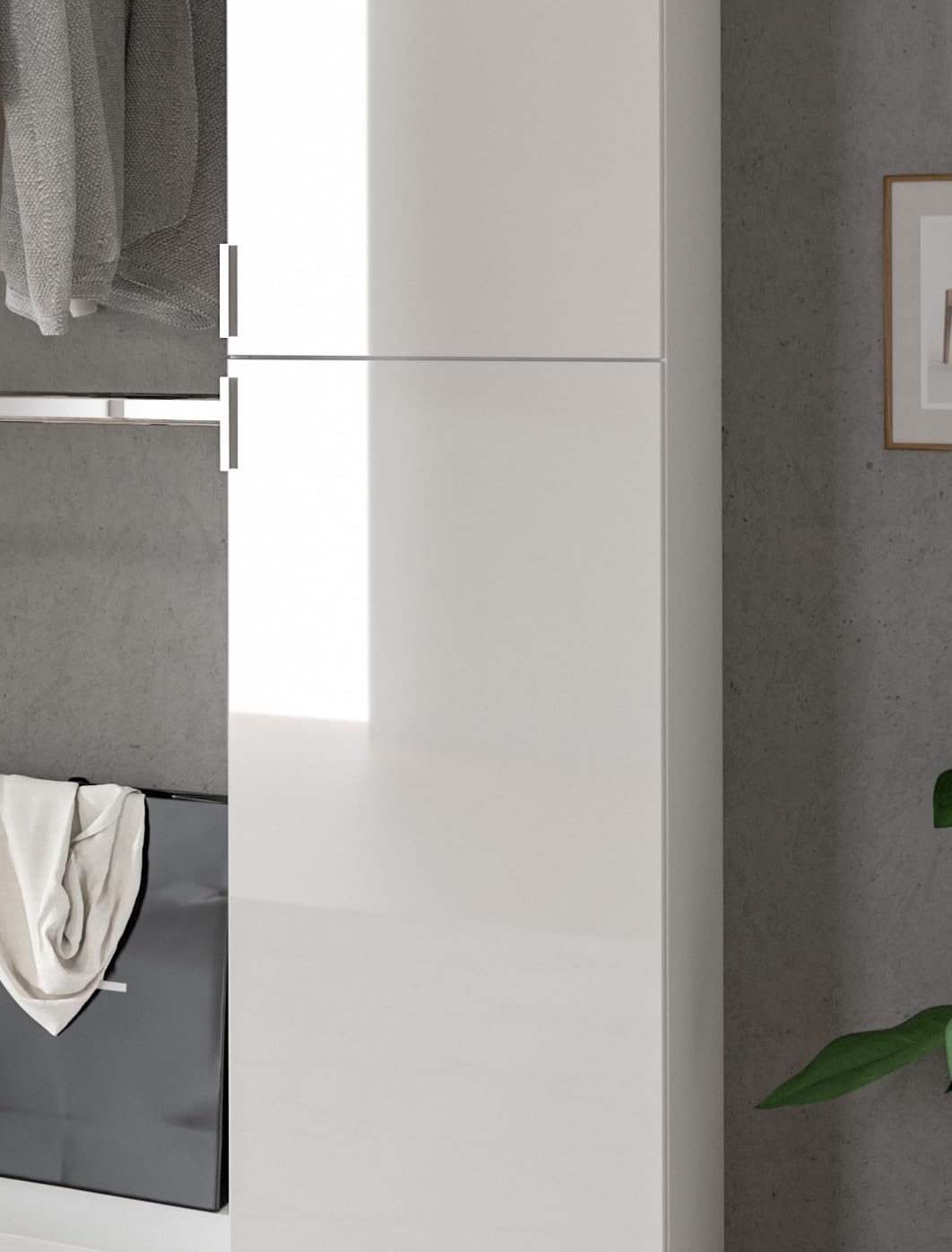 xonox.home Systemmöbel Projekt X Schuhschrank Schuhkommode Schuhregal Garderobenschrank Dielenschrank Flurmöbel Mehrzweckschrank in Front weiß Hochglanz Korpus weiß – Bild 7