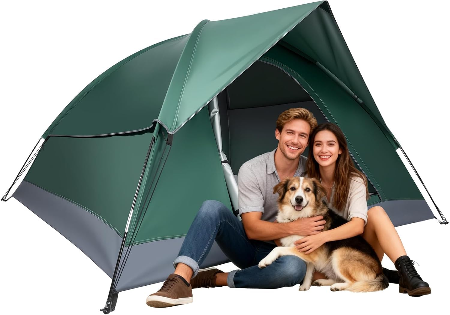 Kuppelzelt 2-3 Personen Camping Zelt Wasserdicht Winddicht Ultraleicht Trekkingzelt Schnellaufbau Outdoor Zelt mit Fiberglasstangen & Belüftung für Camping Wandern Festival