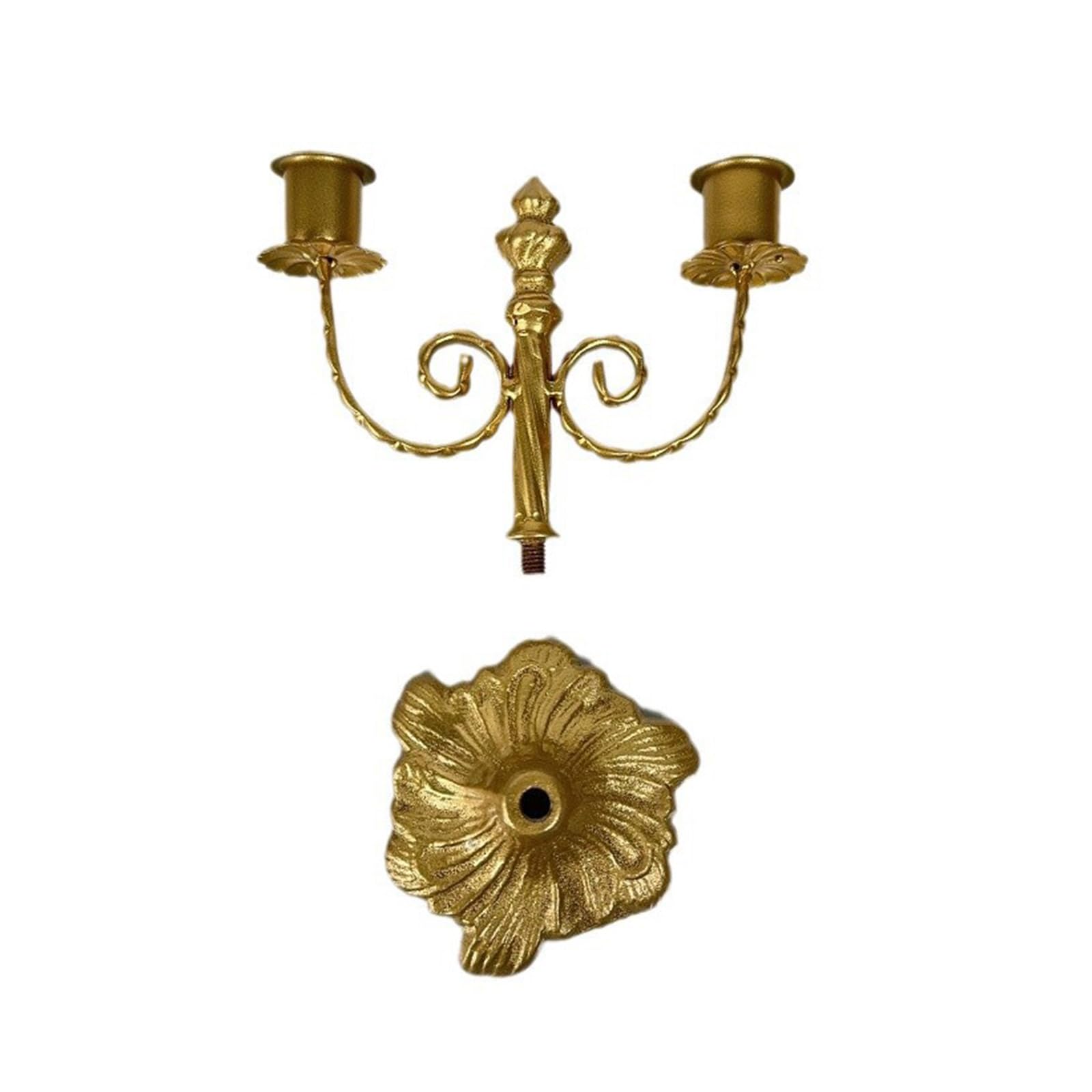 European Antique Iron Holder with 2 Cup Table Centerpieces Vintage Metal Candelabra Candlestick for Home Decors Dining Table Holder