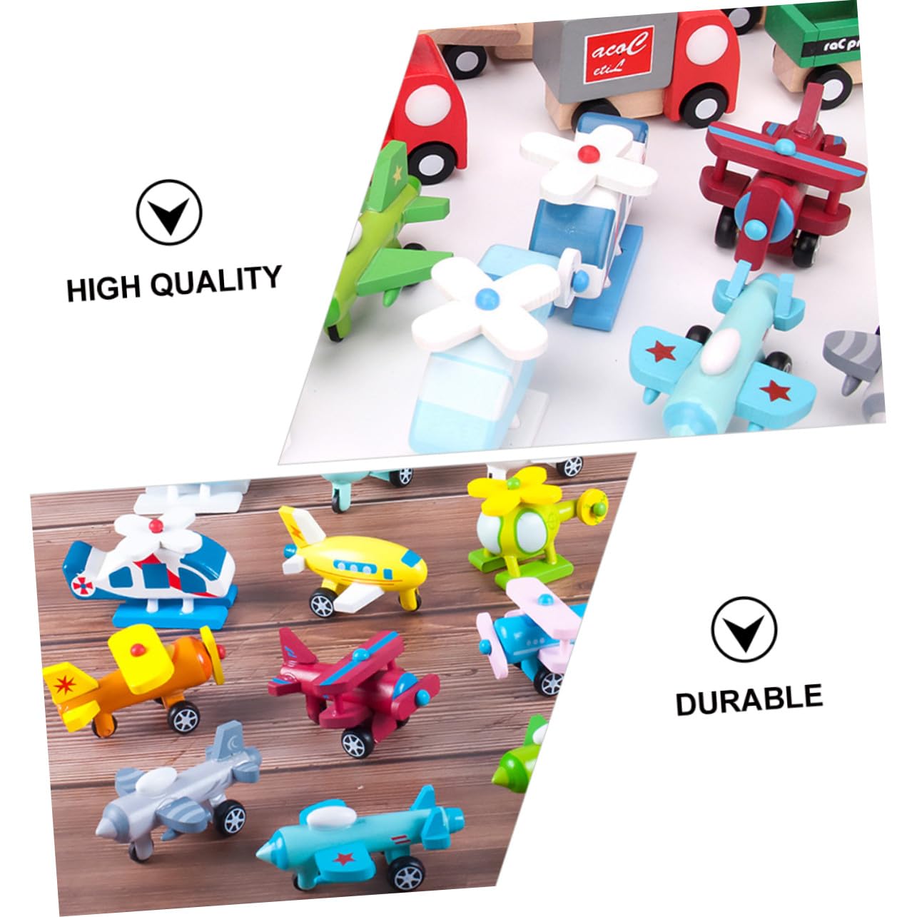 ERINGOGO Mini Aviones de Juguete de Madera, 12 Piezas para Niños