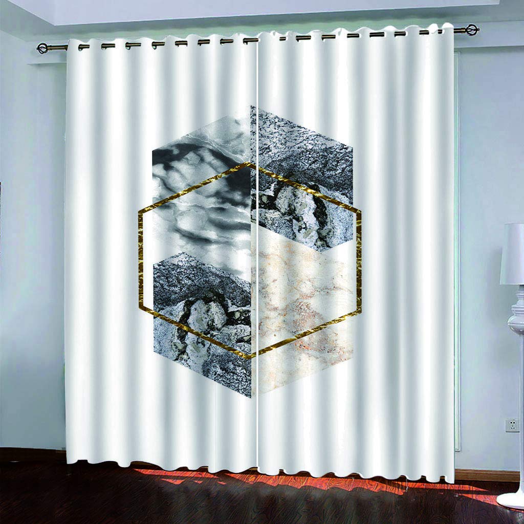 Maynuo Boys Curtains & Drapes Simple Stone Slab Texture 3D Print Pattern Thermal Insulated Room Darkening Window 92X90inch Kids Girls Eyelet Blackout Living Room Eyelet