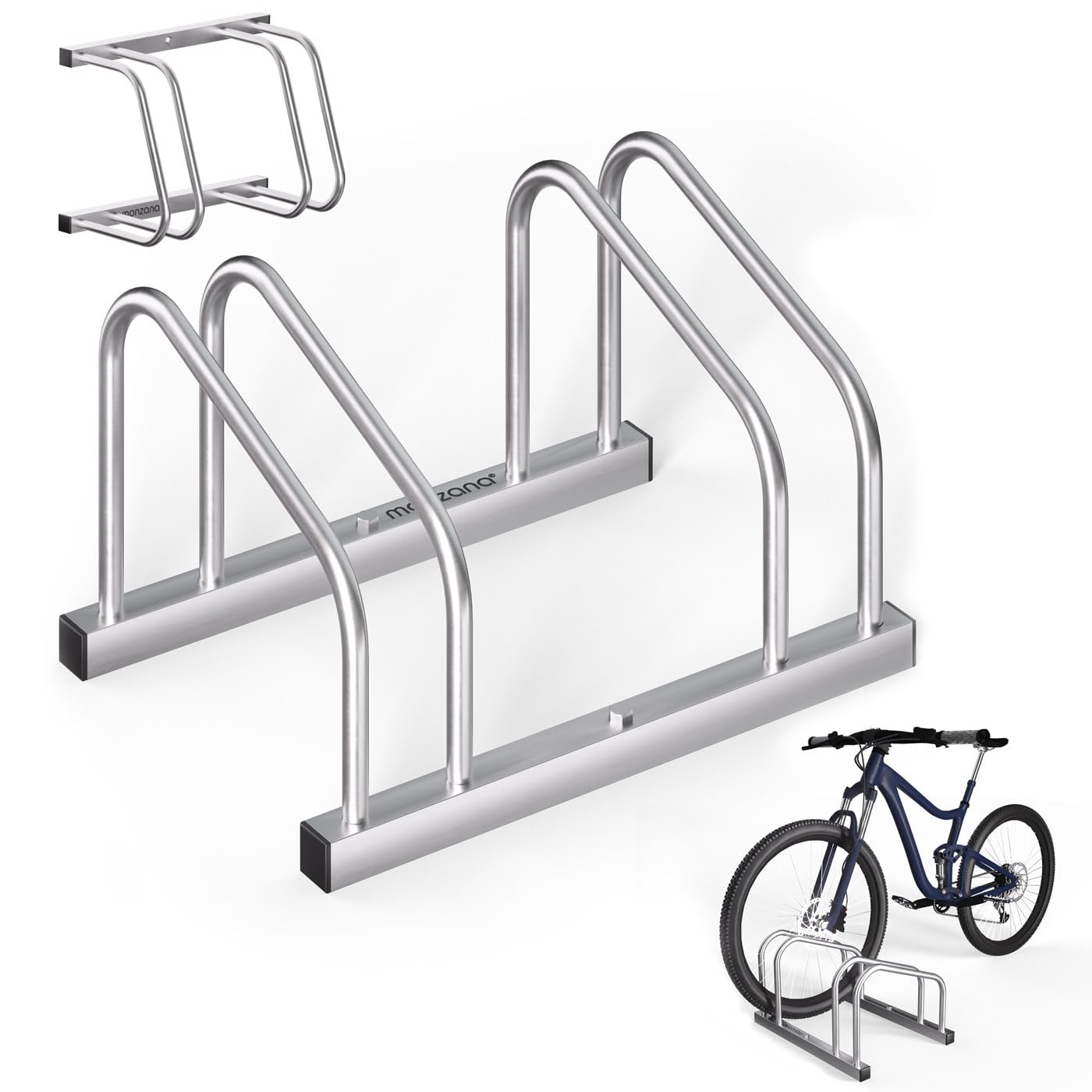 Monzana® Rastrelliera per Biciclette 2 Posti per Pneumatici 35-60 mm Porta Bici Posteggio per Bicicletta