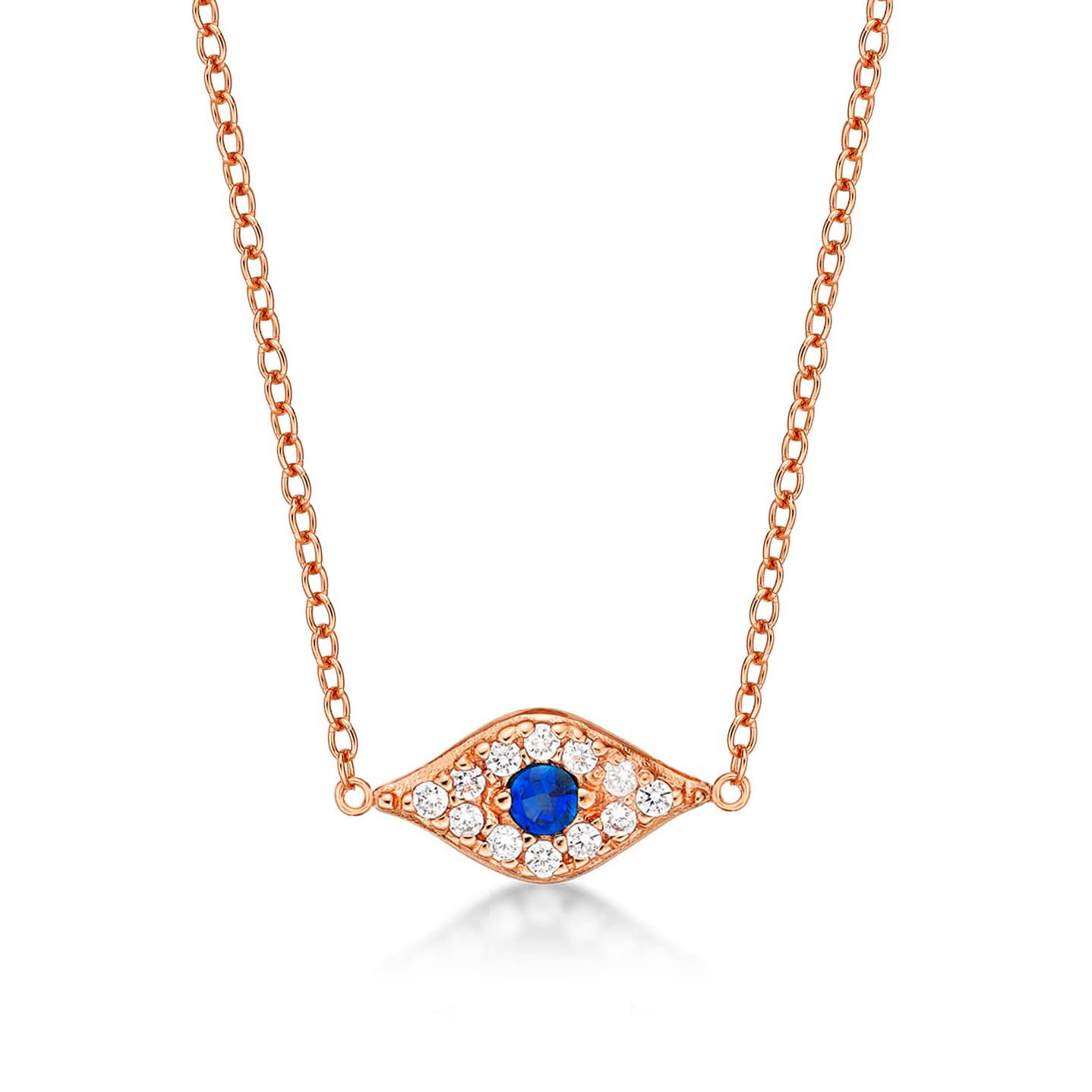 Diamond Treats Delikatny naszyjnik ze srebra wysokiej próby 925, śliczny naszyjnik ze srebra wysokiej próby, złe oko, wisiorek, naszyjnik dla kobiet i nastolatek, w kolorze srebrnym, złotym lub
