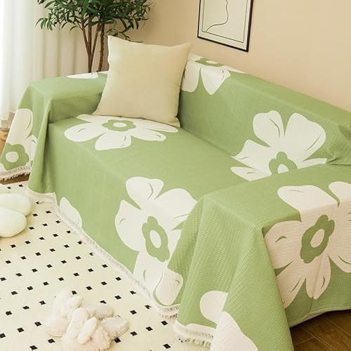 Surwin Telo Copridivano 1 2 3 4 5 Posti Copridivano Universale Impermeabile Antiscivolo 3D, Telo Arredo Divano Antimacchia con Braccioli Coperta Decorativa per Divano (Verde,180x130cm)