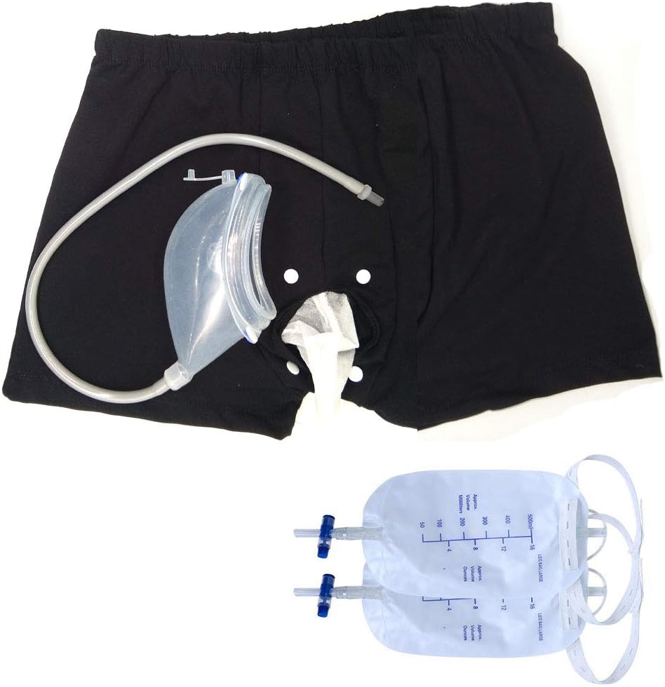 JUNZANQEE Male Urinals with Bag Urinary Incontinence Underwear for Men with Reusable Urine Bag Siliconne Urine Collector