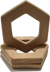 10pcs Natural Wooden Hexagon Pendant Pure Natural Beech Wood Animal Shape for Handmade Home Decoration Craft Accessory (Hexagon 10pcs)