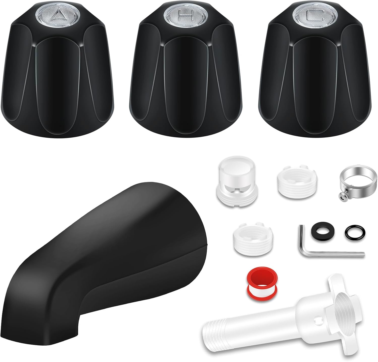 Tub Shower Trim Kit, Shower Knob and Bath Tub Spout, Compatible with Price/Pfister Verve Tub Faucet Handle, for Use with 1/2 in, 3/4 in IPS Connection, With Four in One Tub Spout Adapter (Matte Black) (missing parts)