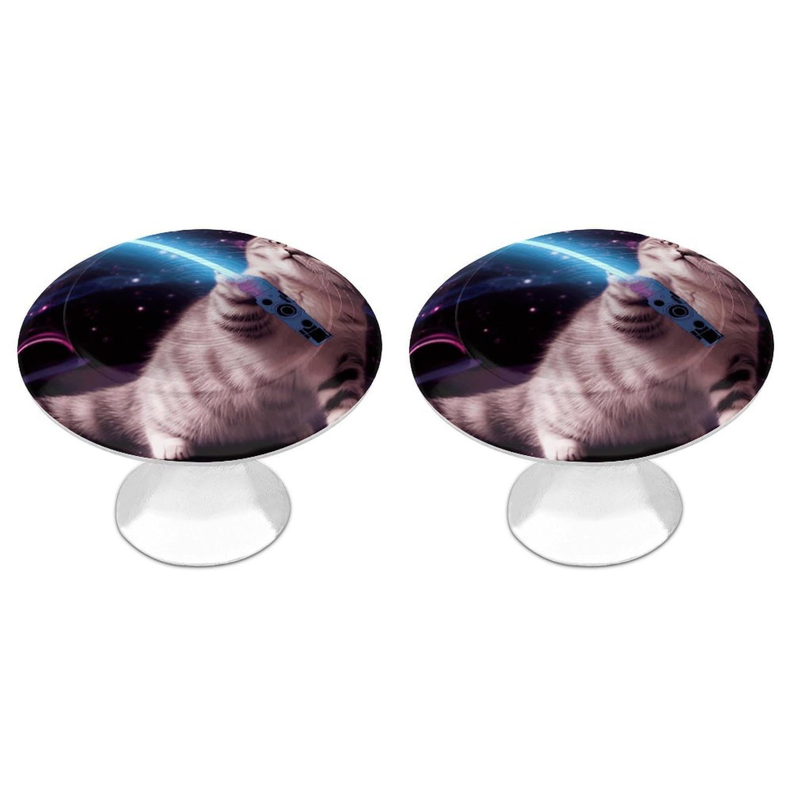 Btcowzrv Style Space Cat With Blue Laser 2 Pack Cabinet Knobs Drawer Pulls