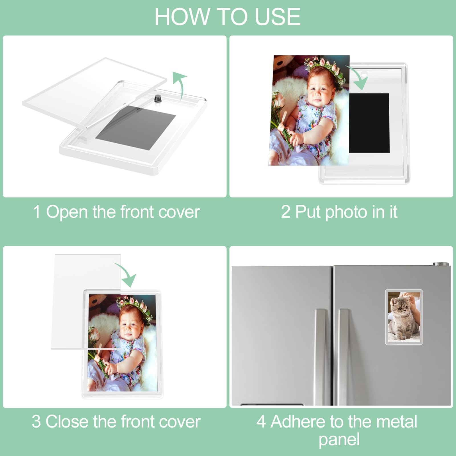 20 Pezzi Calamite Personalizzate con Foto, Porte Photo Magnetique, Portafoto Magnetico per Foto, Photo Magnet Aimanté Frigo, Petits Cadres Photo Magnétiques, per Regali, Famiglia e Amici