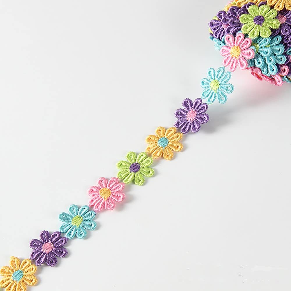 Nastro Pizzo Fiori Colorato - 15 Yards, Decorativo Per Cucito, Artigianato E Matrimoni - Foto 3
