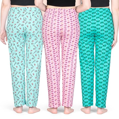 Image of Real Basics Women's Cotton Printed Pyjama pack of 3