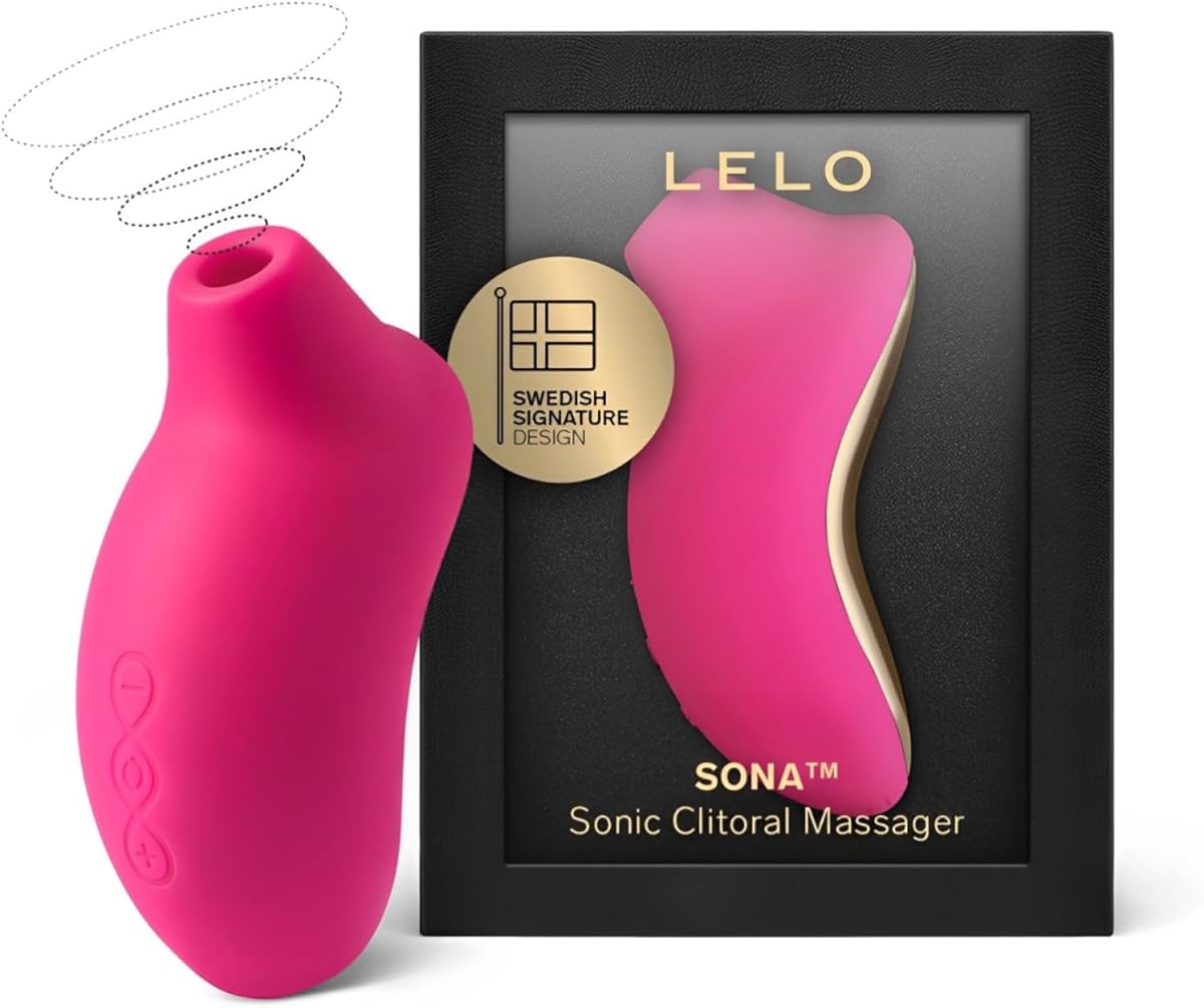 LELO SONA Sonic Massager, Woman Sex Toy, Waterproof Suction Toy for Woman, Rechargeable Clitoral Stimulator, Discreet Vibrator, Cerise