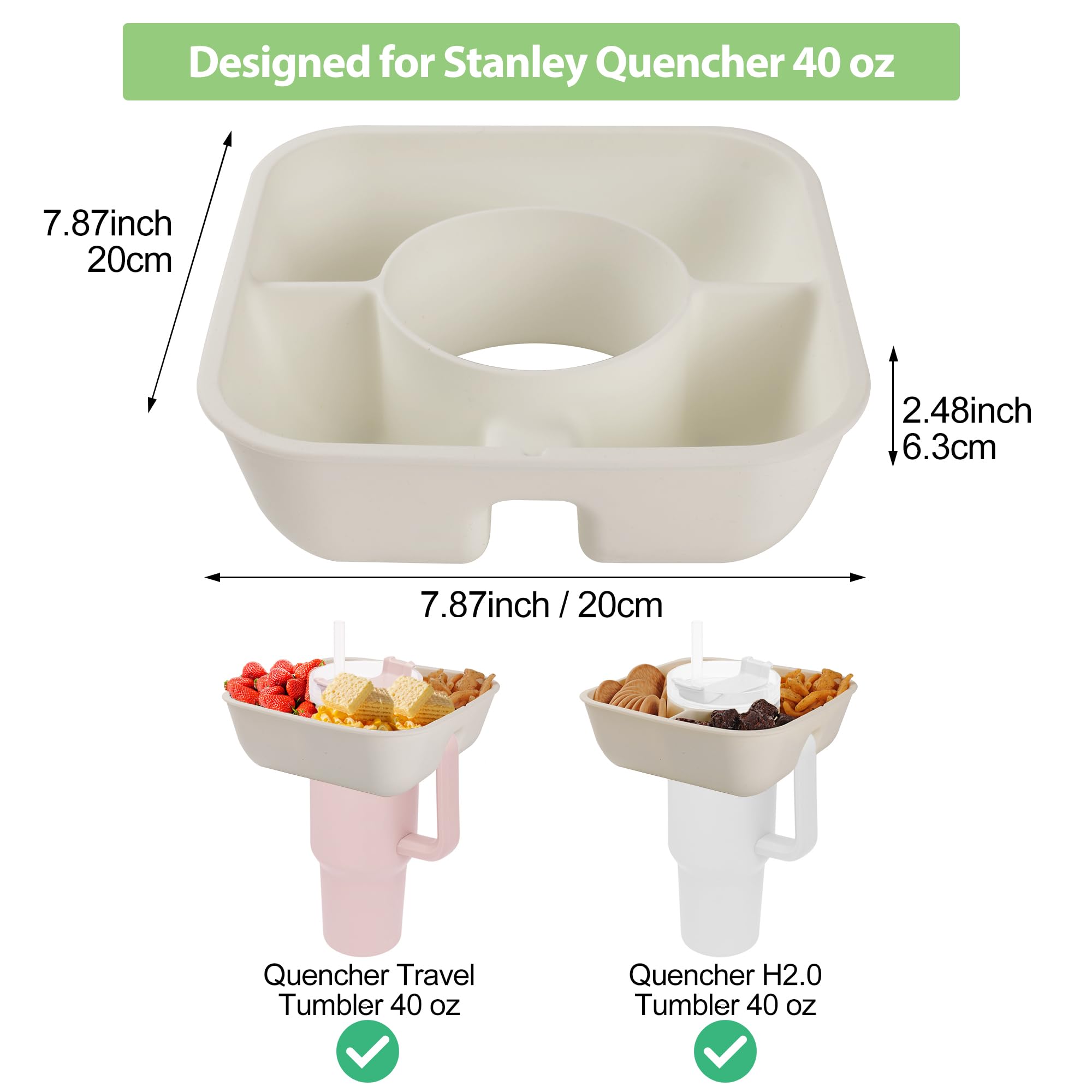 Stanley Cup Snacktablett Mit Deckel – Passt Auf 1,2 L Becher, 4-Fach, Mit Hülle