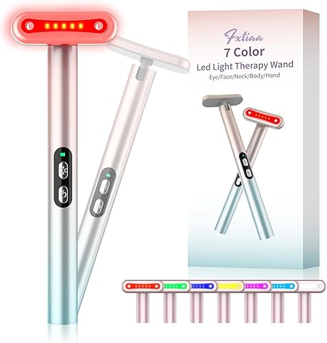 Terapia de luz roja, terapia de luz facial LED, 7 colores, varita de belleza para ojos, masajeador facial rojo para cuidado de la piel y herramienta