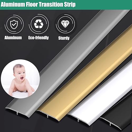 Miniatura 2 de Tira de transición de suelo de moldura en T para baldosas y suelos de maderalaminado, tiras de cubierta de piso de madera de metal, 30, 40, 50, 60,